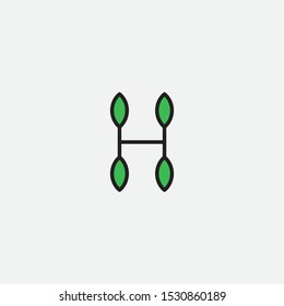 Leaf logo and icon vector illustration design template. inspiration from the initial letters of the logo icon H leaf. vector