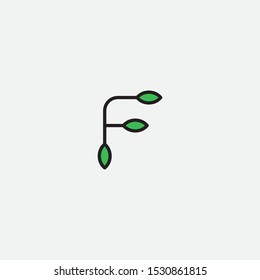 Leaf logo and icon vector illustration design template. inspiration from the initial letters of the logo icon F leaf. vector