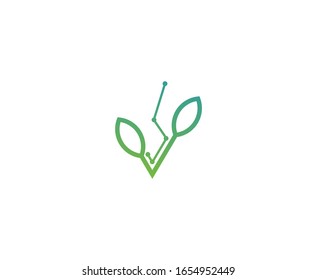 Leaf logo icon vector tech 