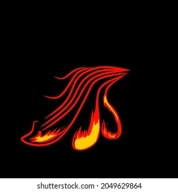 leaf logo illustration with red line art