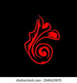 ilustración de logotipo de hoja con arte de línea roja