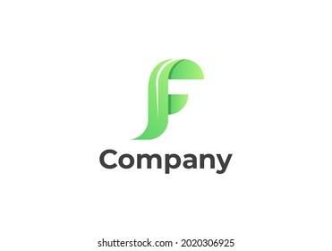 Leaf logo and initial letter F 3d logo concept
