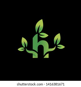 Leaf logo with initial Letter H , H Leaf Logo 
Nature for Spa and Botanical.