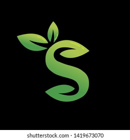 Leaf logo with initial Letter S , S Leaf Logo 
Nature with root style in Letter S, 