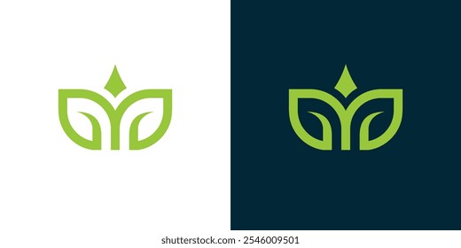 Leaf logo with the initials M simple vector