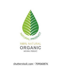 Leaf logo or label. Organic product badge, natural concept. Vector. Illustration.