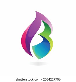 leaf logo with letter b concept