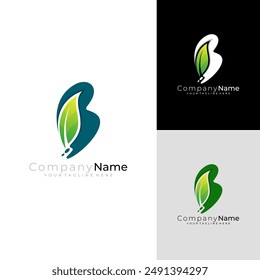 Leaf logo and letter B icons, nature design , simple logos