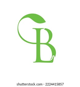 Leaf logo, letter B L logo typography, font type organic green leaf logo ide