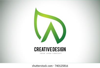 A Leaf Logo Letter Design with Green Leaf Outline Vector Illustration.