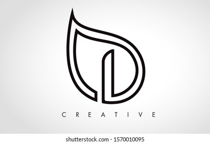 I Leaf Logo Letter Design with Leaf Outline Vector Illustration.