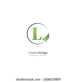 Leaf Logo with Letter L. Design vector template