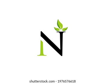 Leaf Logo letter N , N logo Leaf concept design. modern and nature logo vector