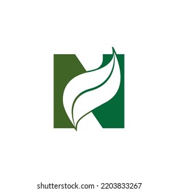 leaf logo and letter N. vector  design template.