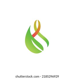 leaf logo and letter S with gradient full of green color.