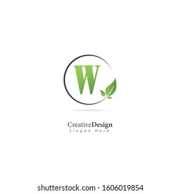 Leaf Logo with Letter W. Design vector template