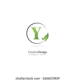 Leaf Logo with Letter Y. Design vector template