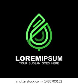 Leaf logo with a line appearance, leaf logo with simple look, tea logo