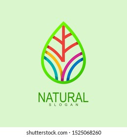 Leaf logo with line and colorful design illustration, medical icon