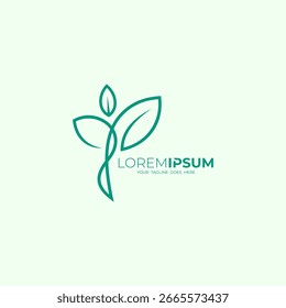 Logotipo de la hoja con la Plantilla del diseño de la línea, diseño de la ecología con el árbol