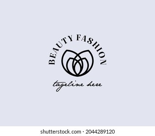 leaf logo with monline, simple monogram and florish stacked, for spa, salon, fashion beauty, nature and boutique