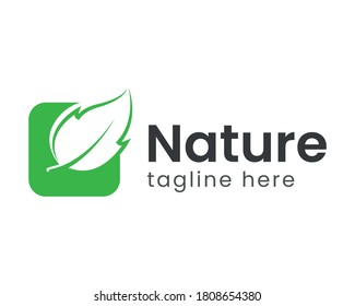 Logo de la hoja en verde natural