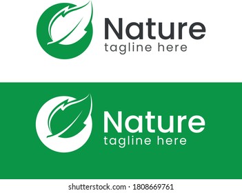 Leaf logo in natural green