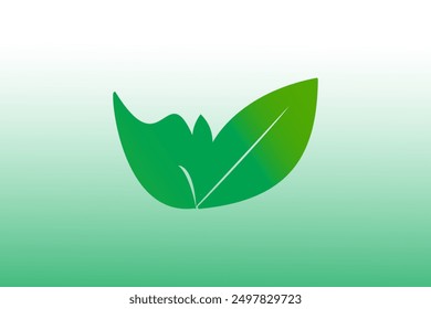 Leaf logo natural symbol, two green leaves