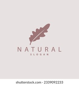 Leaf Logo, Oak Leaf Logo Design, Minimalist Natural Plant Tree Vector, Illustration Template