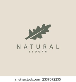 Leaf Logo, Oak Leaf Logo Design, Minimalist Natural Plant Tree Vector, Illustration Template