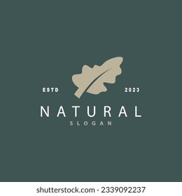 Leaf Logo, Oak Leaf Logo Design, Minimalist Natural Plant Tree Vector, Illustration Template