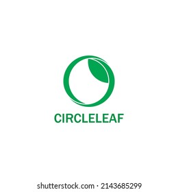 Leaf logo on circle shape design vector in green color