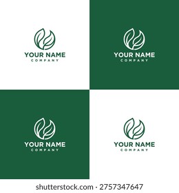 Leaf logo on colored background templates
