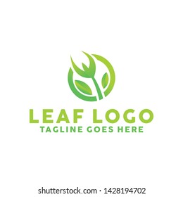 Leaf Logo For Organic Design With Flat Green Style Color Concept. Identity Logotype. Leaf And Nature Emblem For Agribusiness. Eco Icon For Farm. Creative And Natural Plant Graphic Idea.