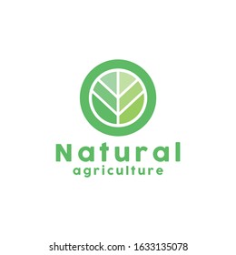 Leaf logo organic design vector template with flat Concept style. Circle symbol and eco Icon for for agricultural systems, farmer, and plantation products, Company and Business.