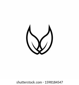 Leaf logo outline icon design vector illustration