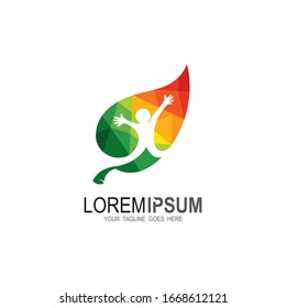 Kombination aus Leaf-Logo und People-Design, farbige Symbole