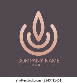 leaf logo with semi-circular lines shaped like a water drop similar to a leaf