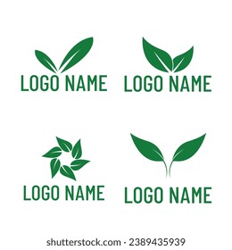 Leaf logo set. Environment, green leaves, garden, agriculture.