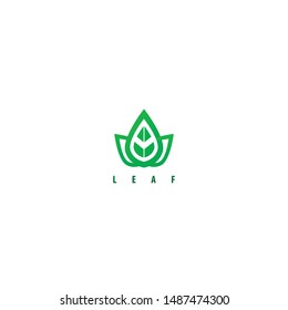 leaf logo with the shape of three plants in it the shape of the leaf makes this design. unique, modern.