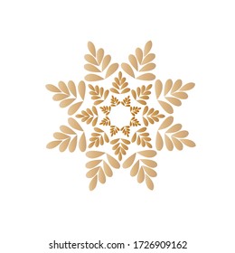 Leaf of logo sign vector. Design polar gold on white background. Design print for illustration, business, company, card.