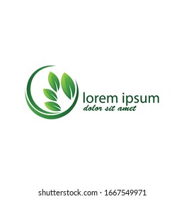 leaf logo simple circle design template