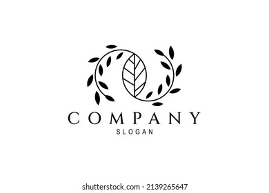 leaf logo with small leaf variations on the side