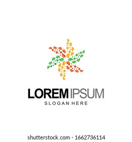 logo de hoja en diseño y plantilla de color giratorio