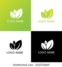 Leaf Logo Symbol Green B&W Concept Gradient Versions Latest Organic Natural Logotype