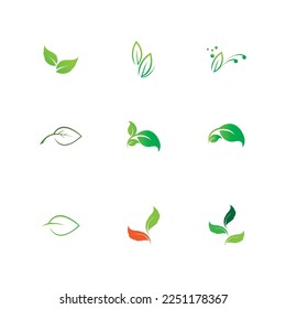 leaf logo and symbol set illustrasi design template, eco friendly concept