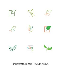 leaf logo and symbol set illustrasi design template, eco friendly concept