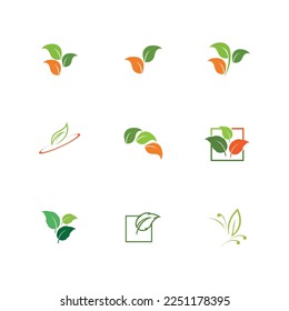 Logo und Symbolsatz zur Illustration, Design-Vorlage, umweltfreundliches Konzept