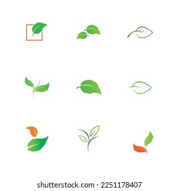 logotipo de hoja y conjunto de símbolos ilustrasi plantilla de diseño, concepto ecológico