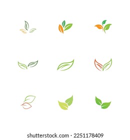 logotipo de hoja y conjunto de símbolos ilustrasi plantilla de diseño, concepto ecológico